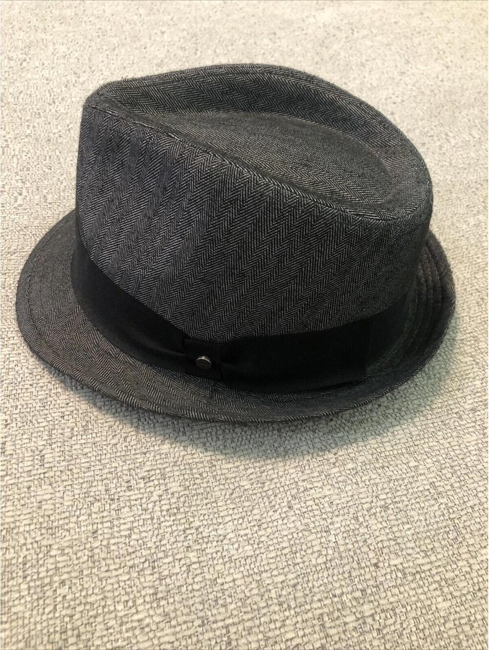 Stetson All American Herringbone Gray Lined Fedora Hat Size L/XL.